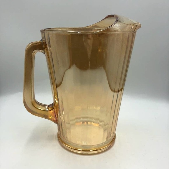 Vintage Orange Carnival Glass Pitcher with Handle - Picture 3 of 10